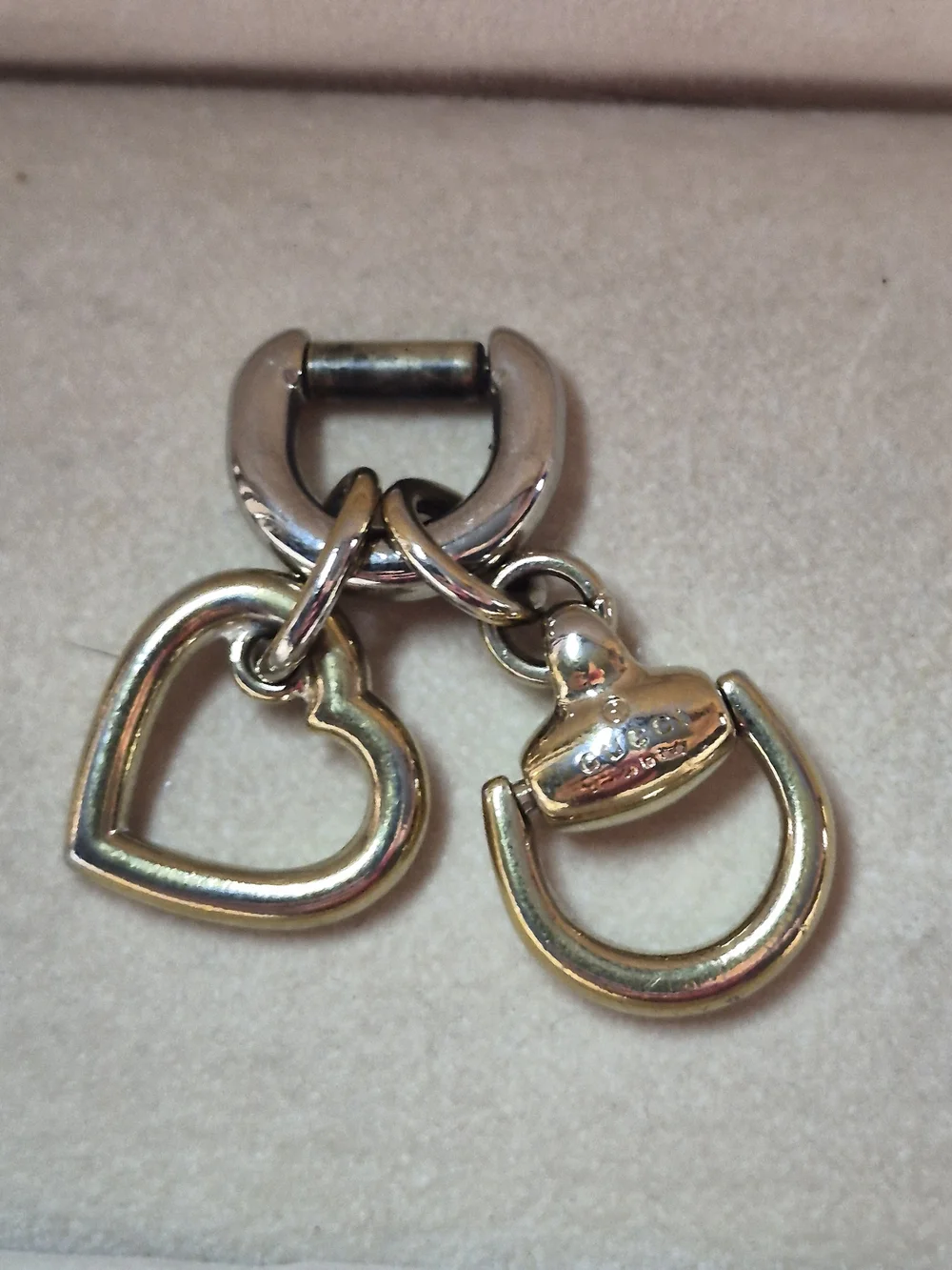 Gucci Gold-Tone Heart Double Horse Bit Charm